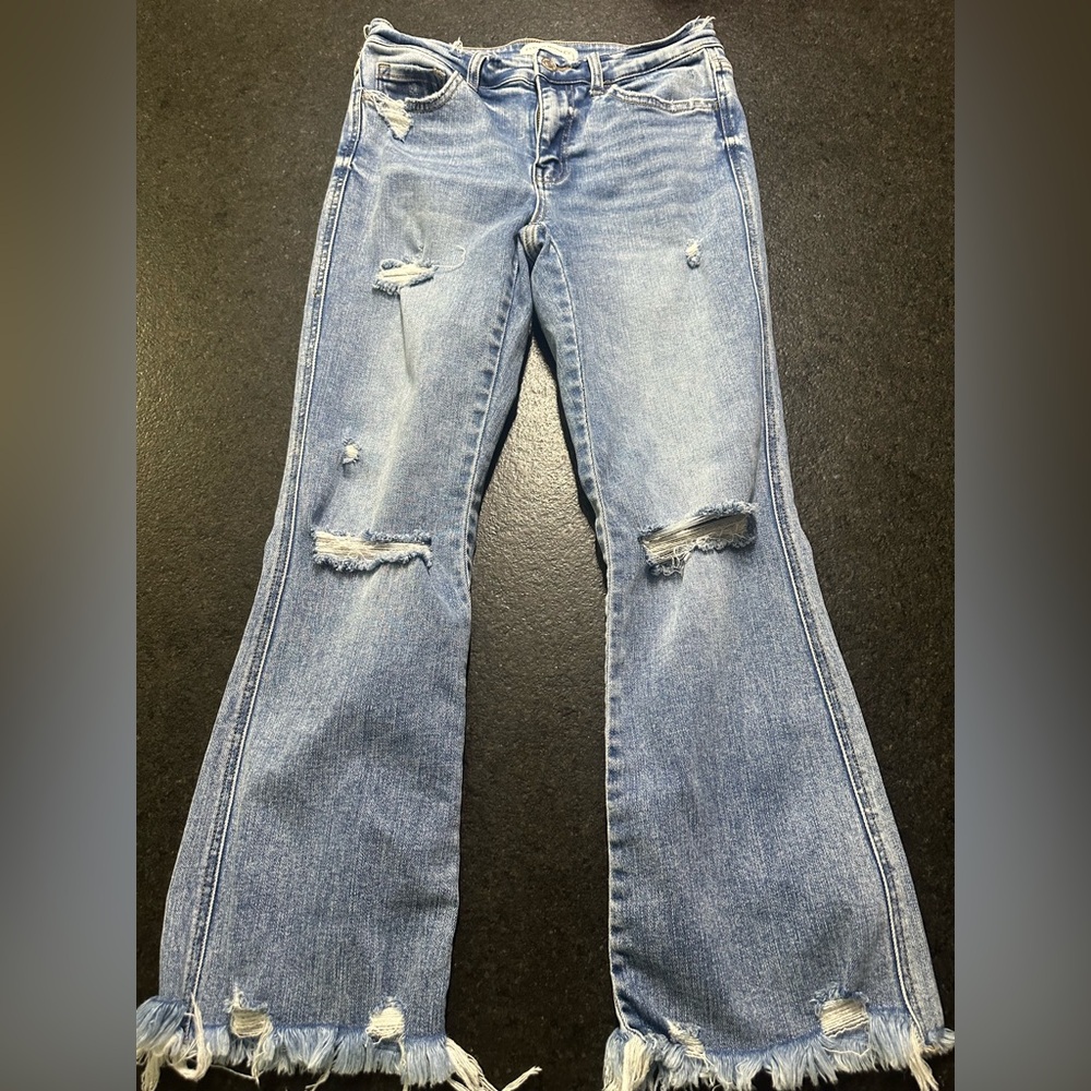 Flying Monkey Mid-Rise Cropped Flare Jeans Sz 28